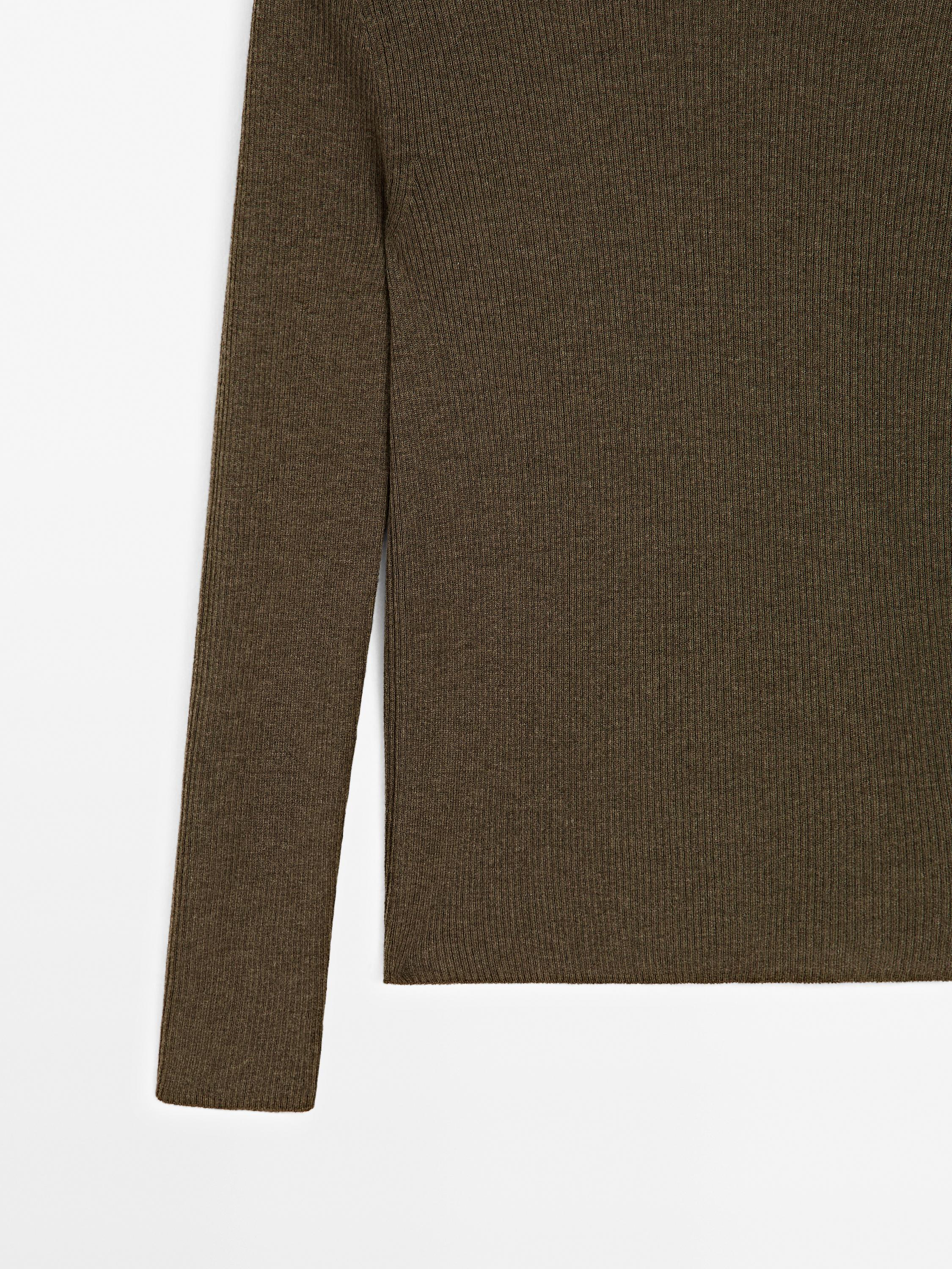 Ribbed knit wool blend sweater